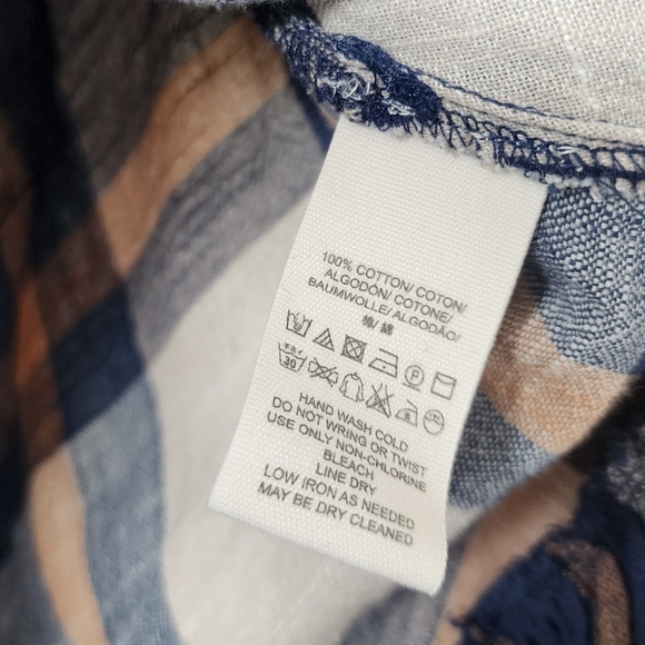 Free People Preppy In Plaid Oversize High Low Flowy Button Down Top Academia XS - Picture 11 of 12